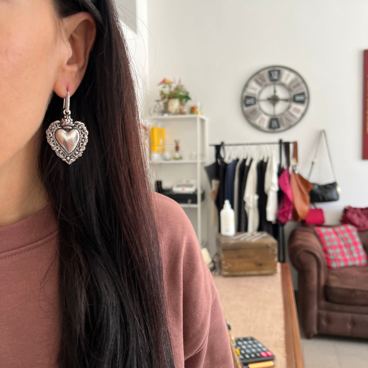 Orecchini Cuore Sacro Silver