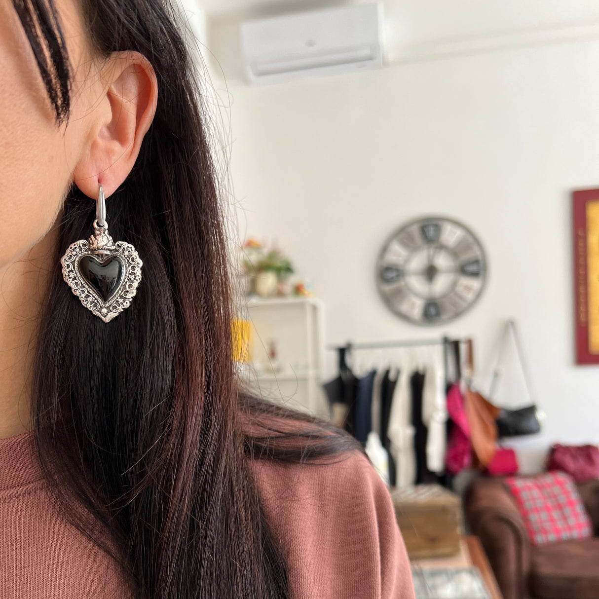 Orecchini pendenti Cuore Sacro