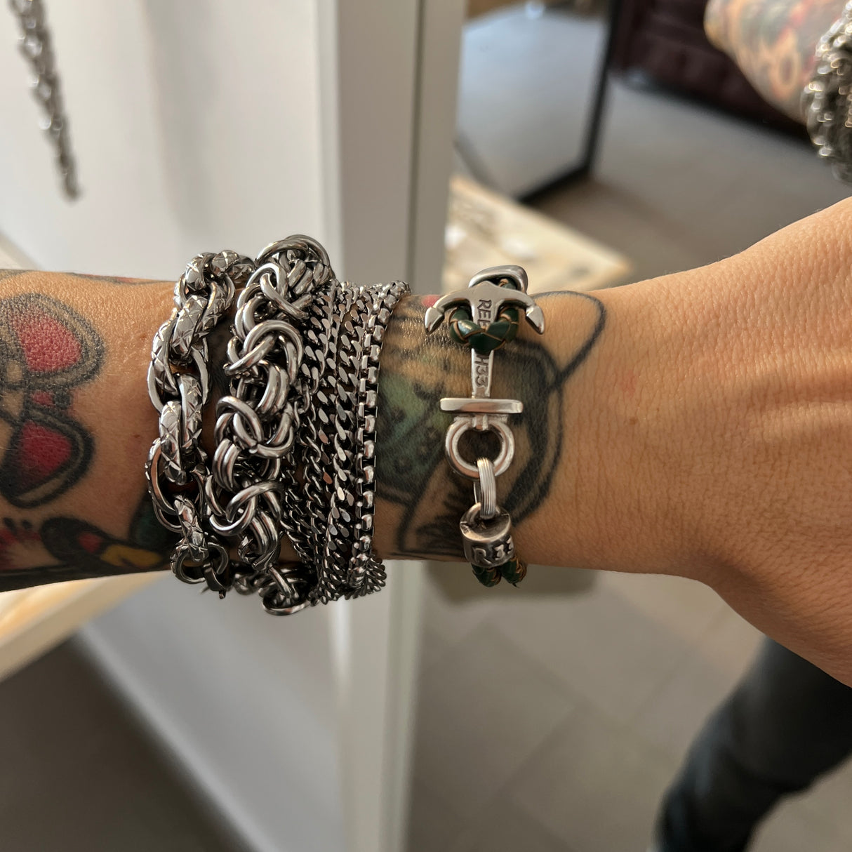BRACCIALE ANCORA IN PELLE VERDONE