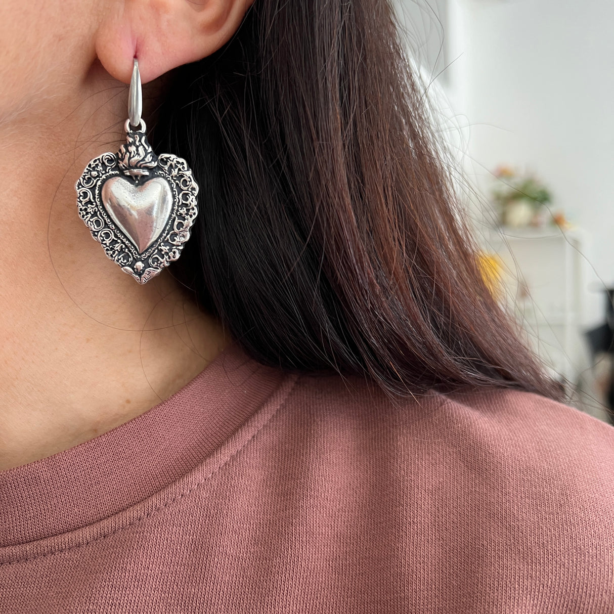 Orecchini Cuore Sacro Silver