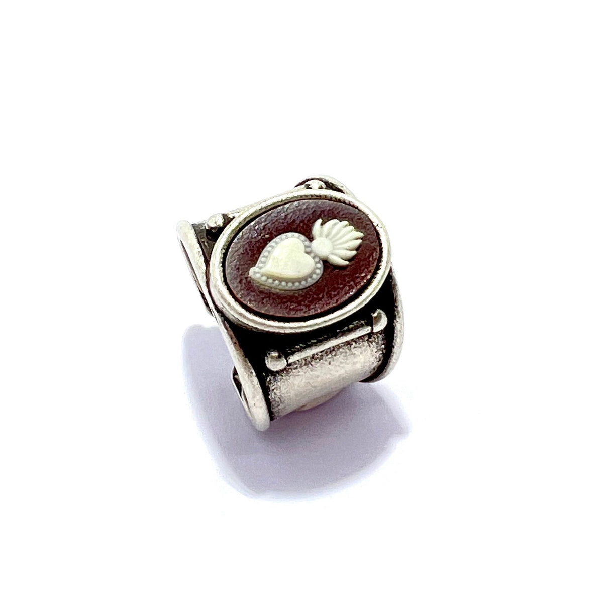 Anello Cammeo Cuore Sacro Argento925 Bordeaux
