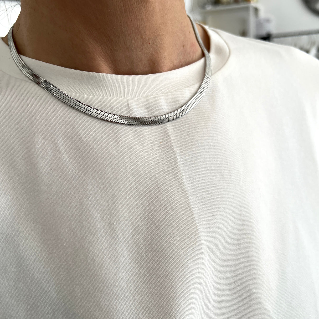 Collana Maglia Snake Piatta Silver