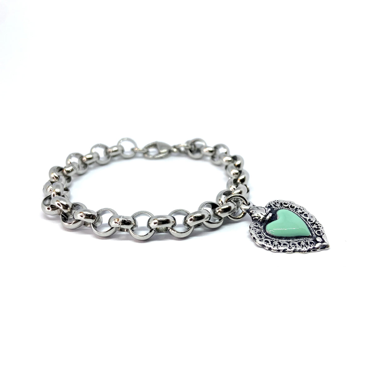 Bracciale Cuore Sacro Verde Acqua