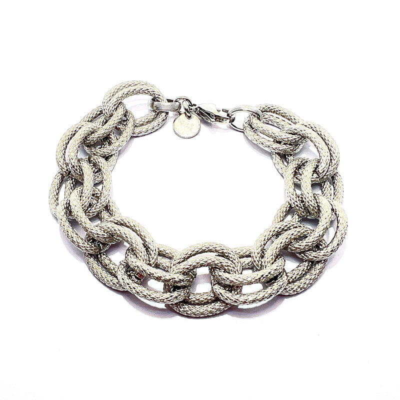 BRACCIALE ANELLI GODRONATI OVALI