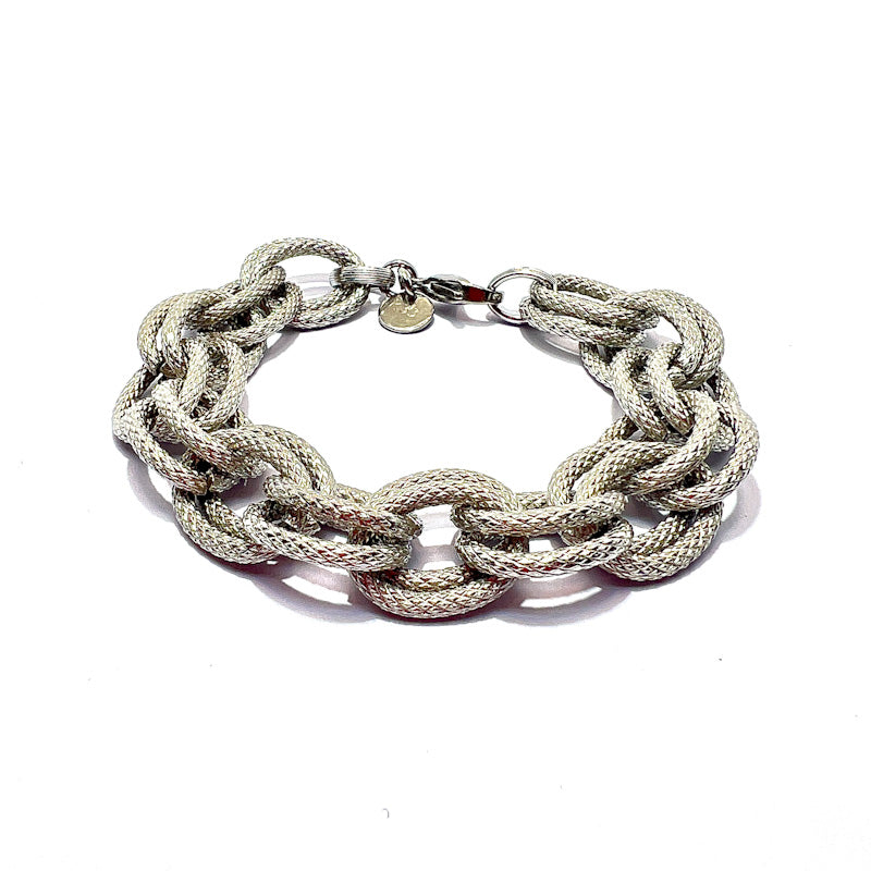 BRACCIALE ANELLI GODRONATI OVALI