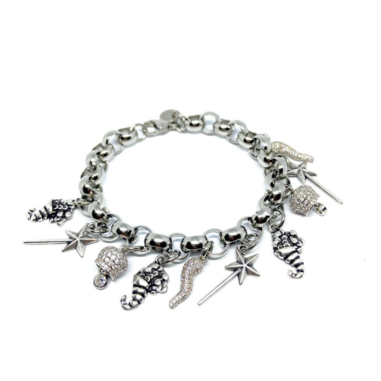 Bracciale charm Campanella, Bacchetta magica, Cornucopia e Corno