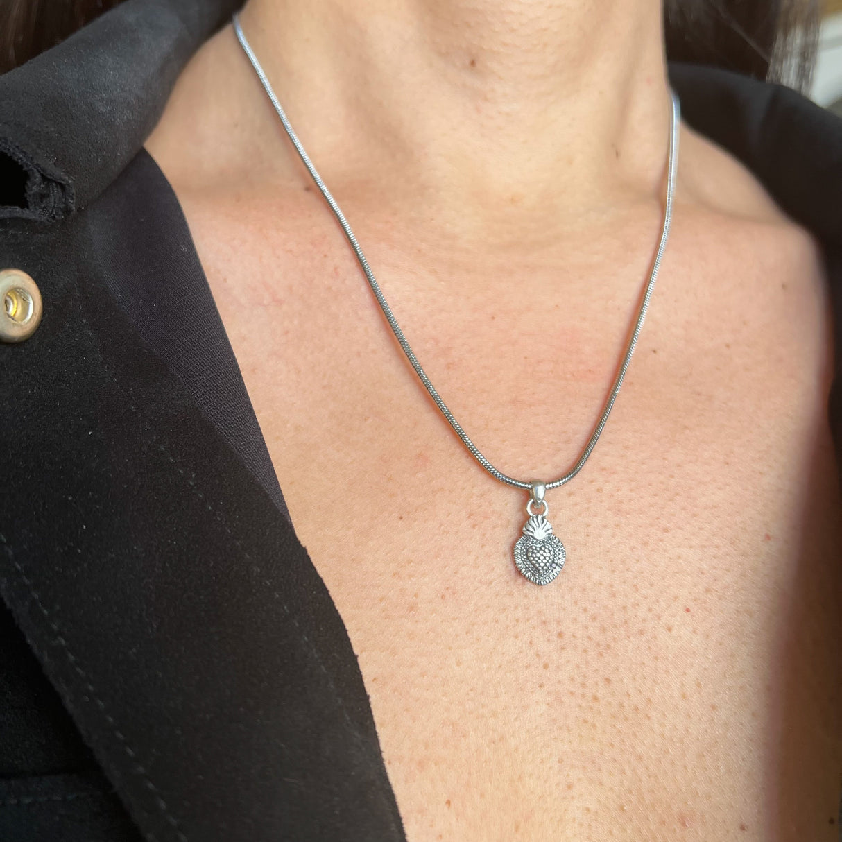 Collana Cuore sacro puntinato Argento925