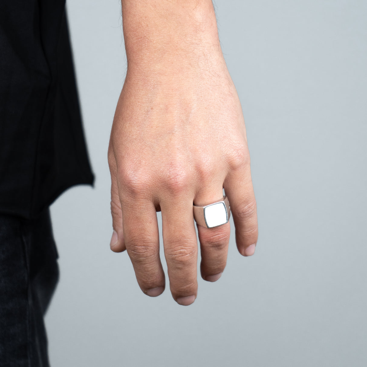 Anello Quadrato Panna lucido