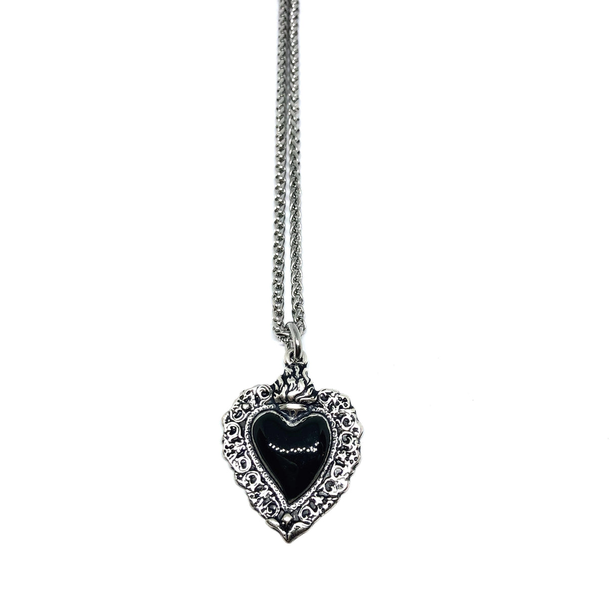 Collana Cuore Sacro smaltato Black