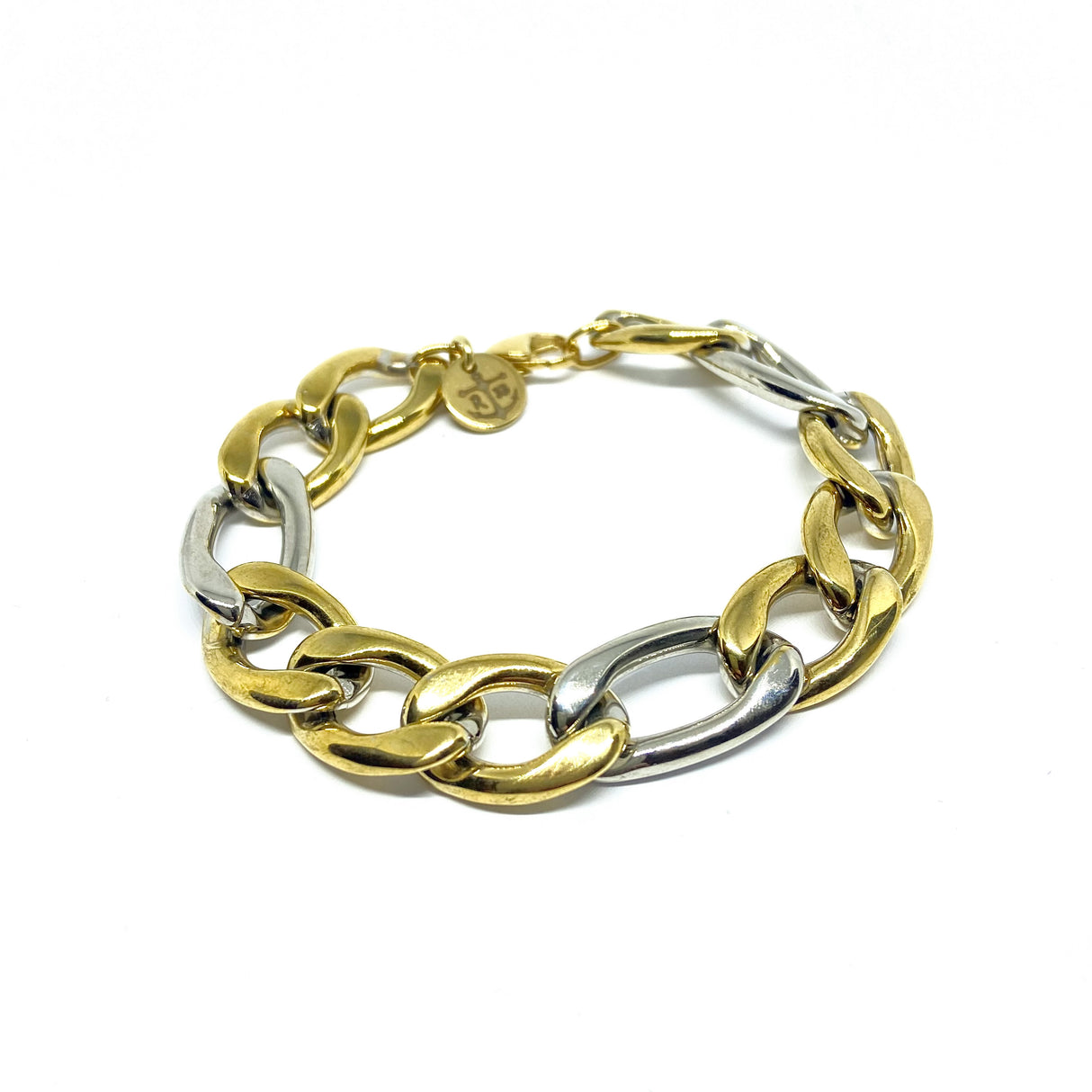 Bracciale Grumetta Alternata Acciaio e Oro