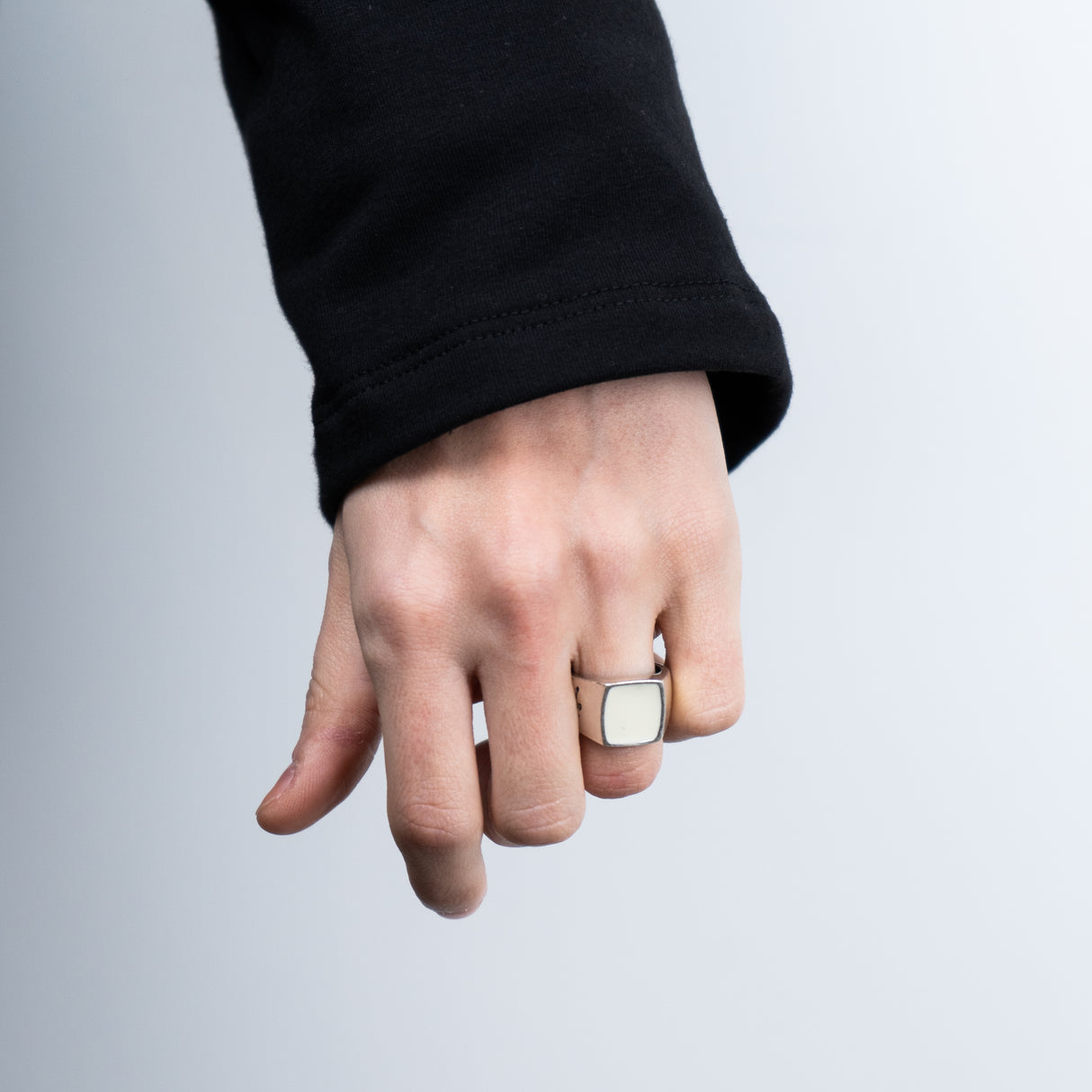 Anello Quadrato Panna lucido