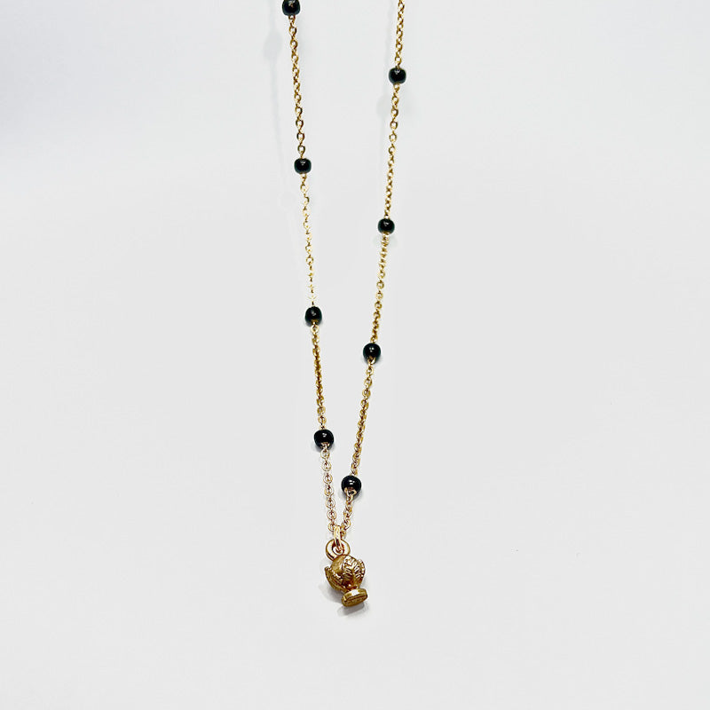 Collana Rosario Black Pumino dorata