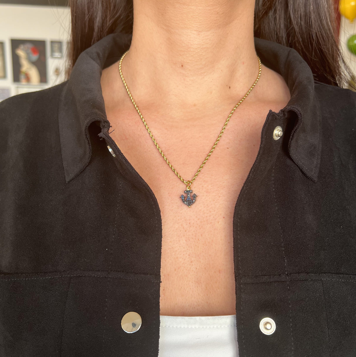 Collana Torcione e Ancora Black