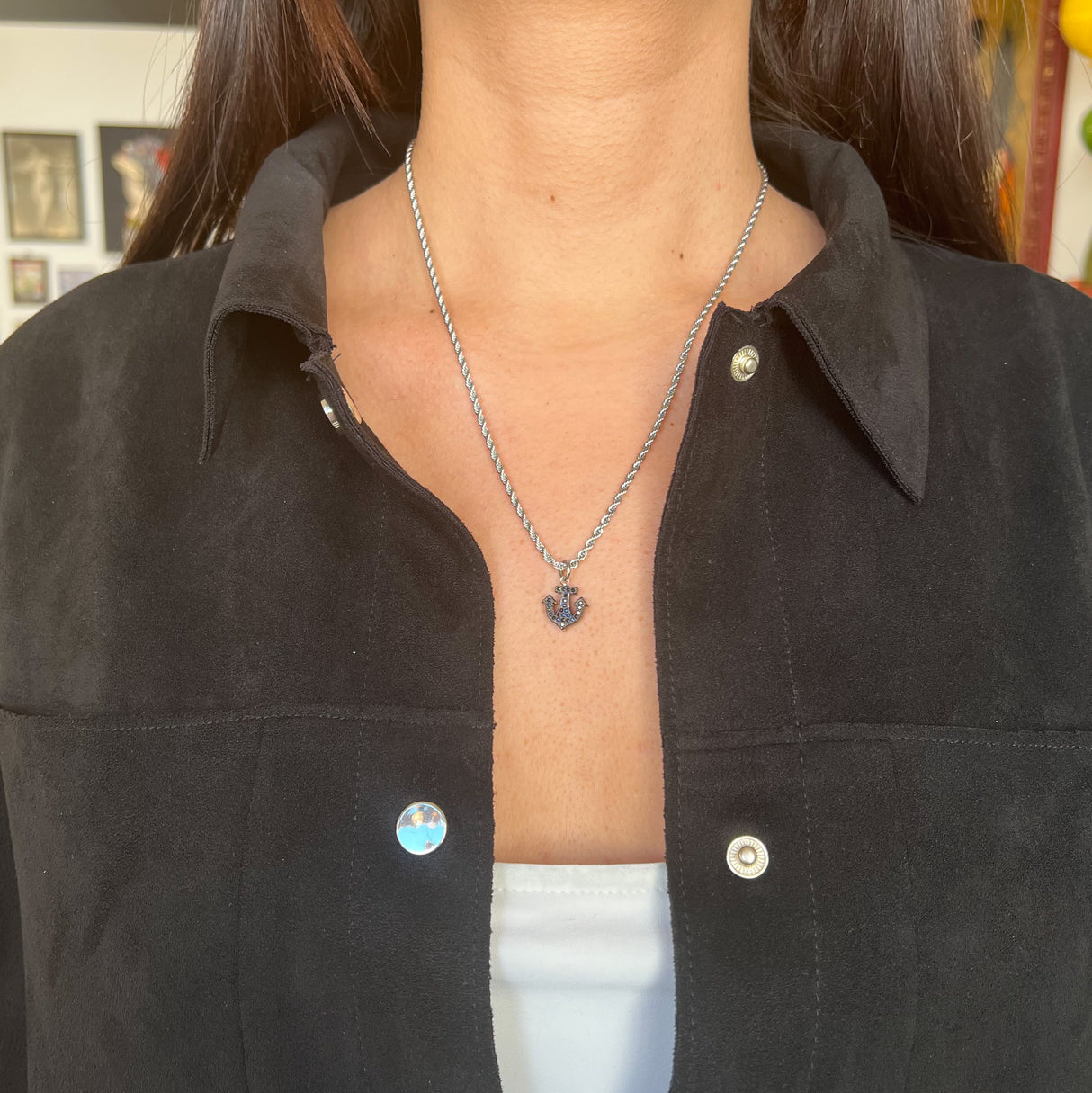 Collana Torcione silver e Ancora Black