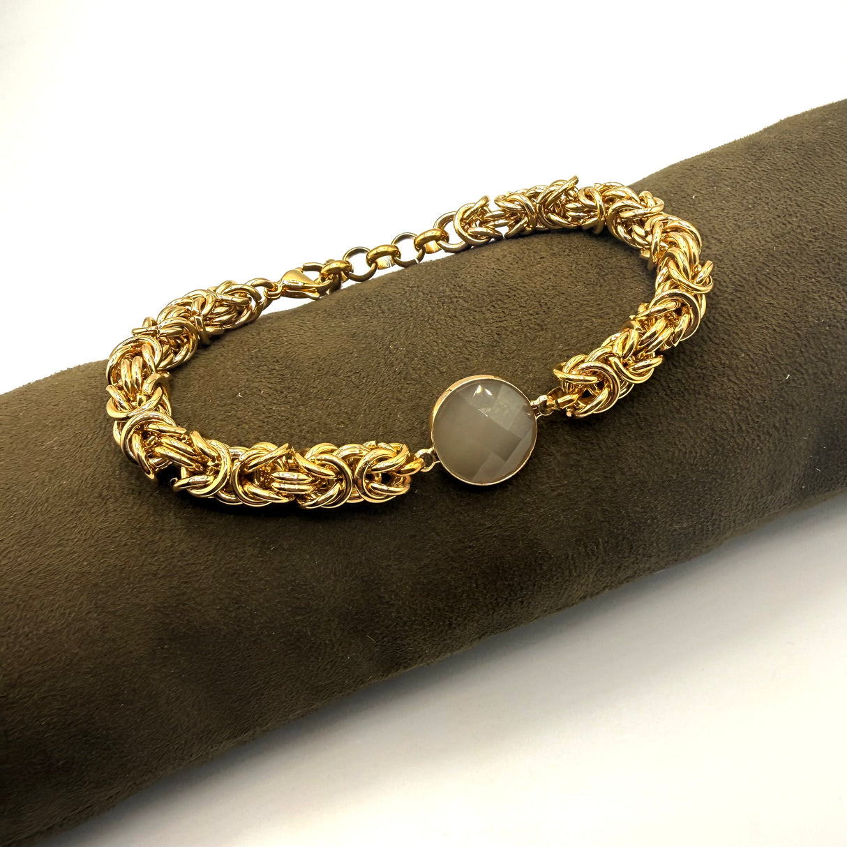 Bracciale Bizantina Dorata e pietra semipreziosa