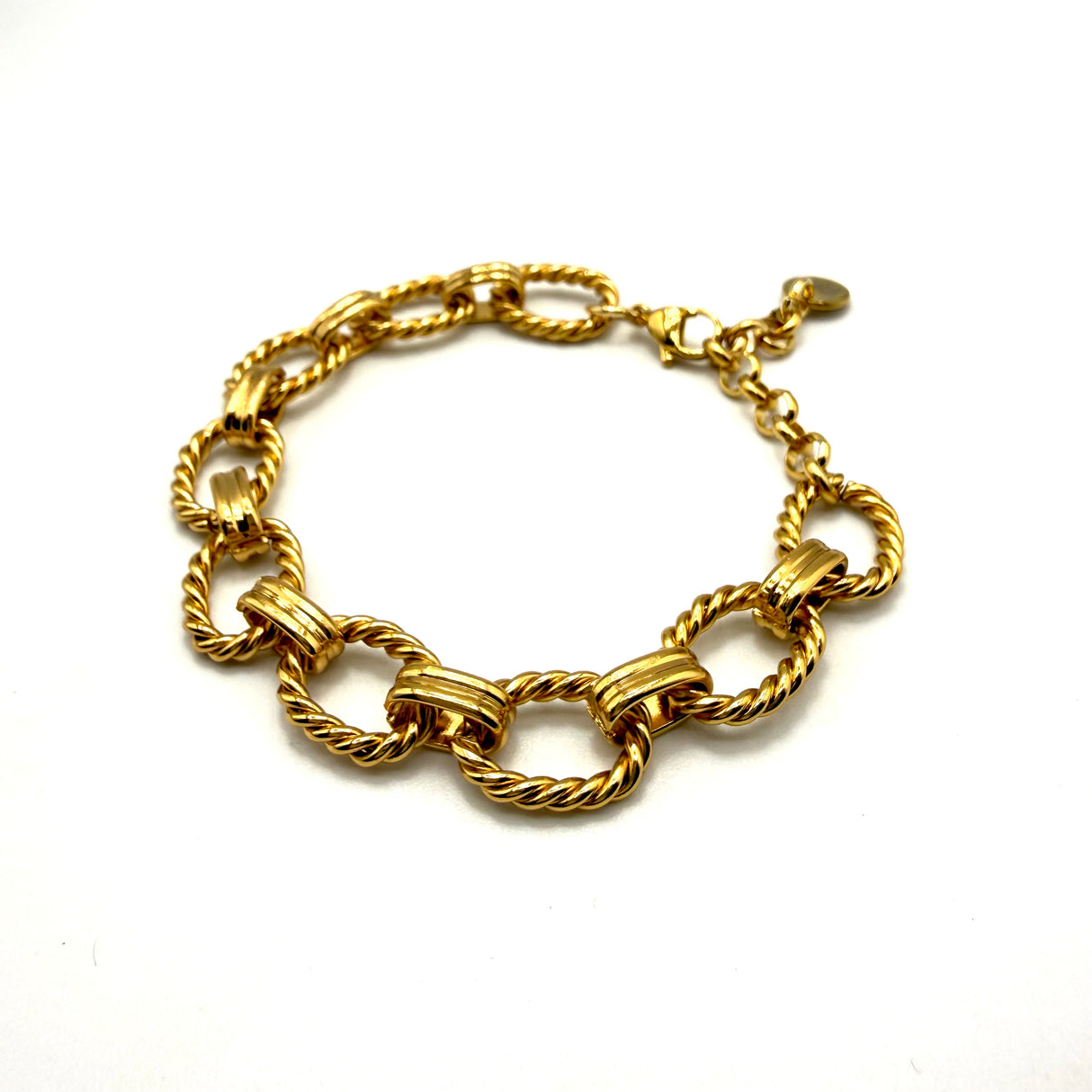 Bracciale rolò torcioni dorati alternati acciaio inossidabile