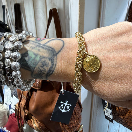 Bracciale Bizantina con Moneta Dorato