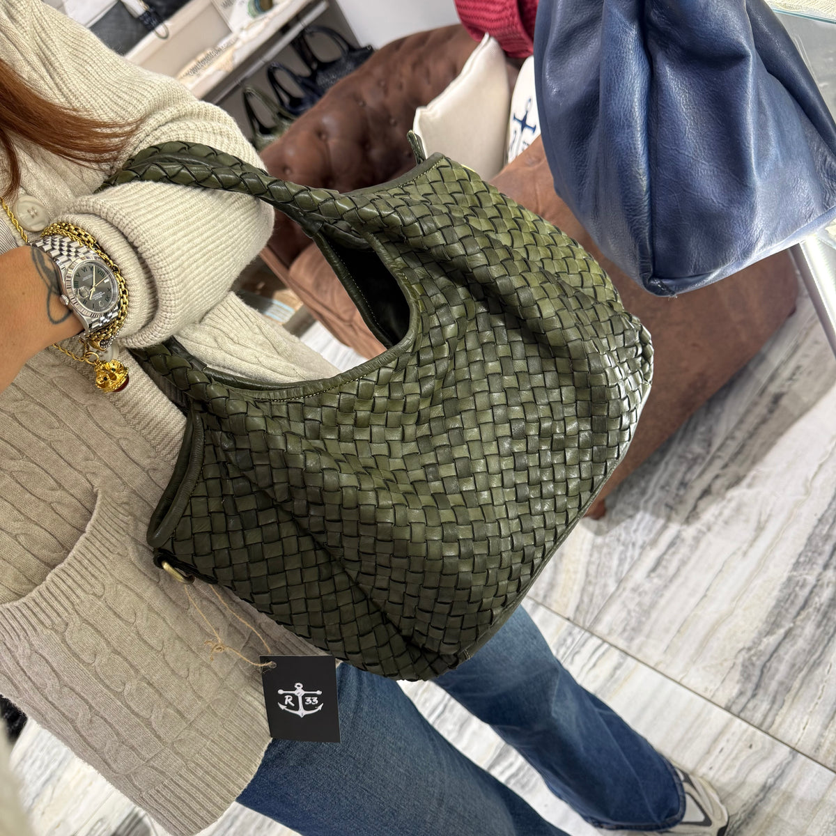 Borsa Intreccio Anita Verde Militare