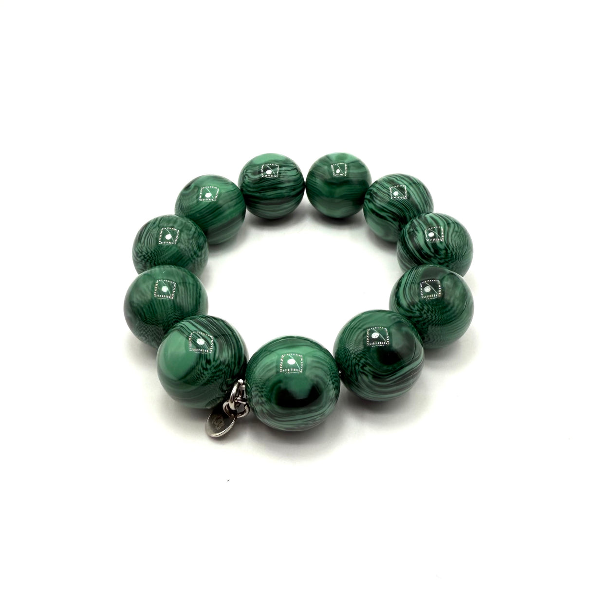 Bracciale sfere in Resina Occhio di Tigre Verde
