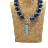 Collana Resina Grigio Fumo e Corno Pasta di Turchese