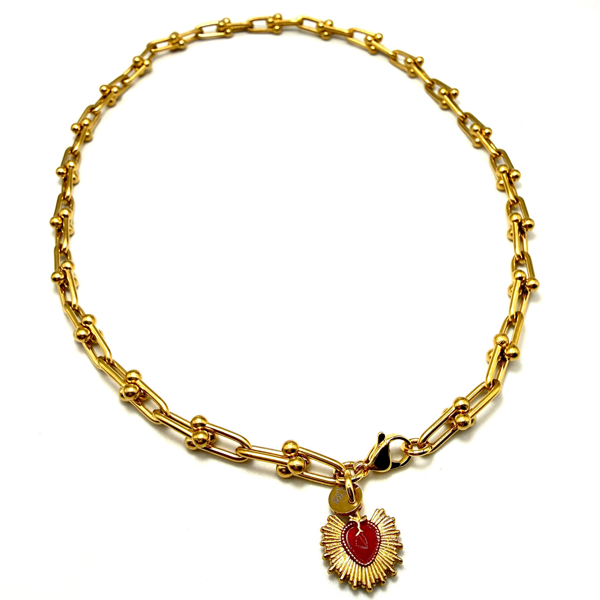 Collana maglia Staffa Gold e cuore sacro