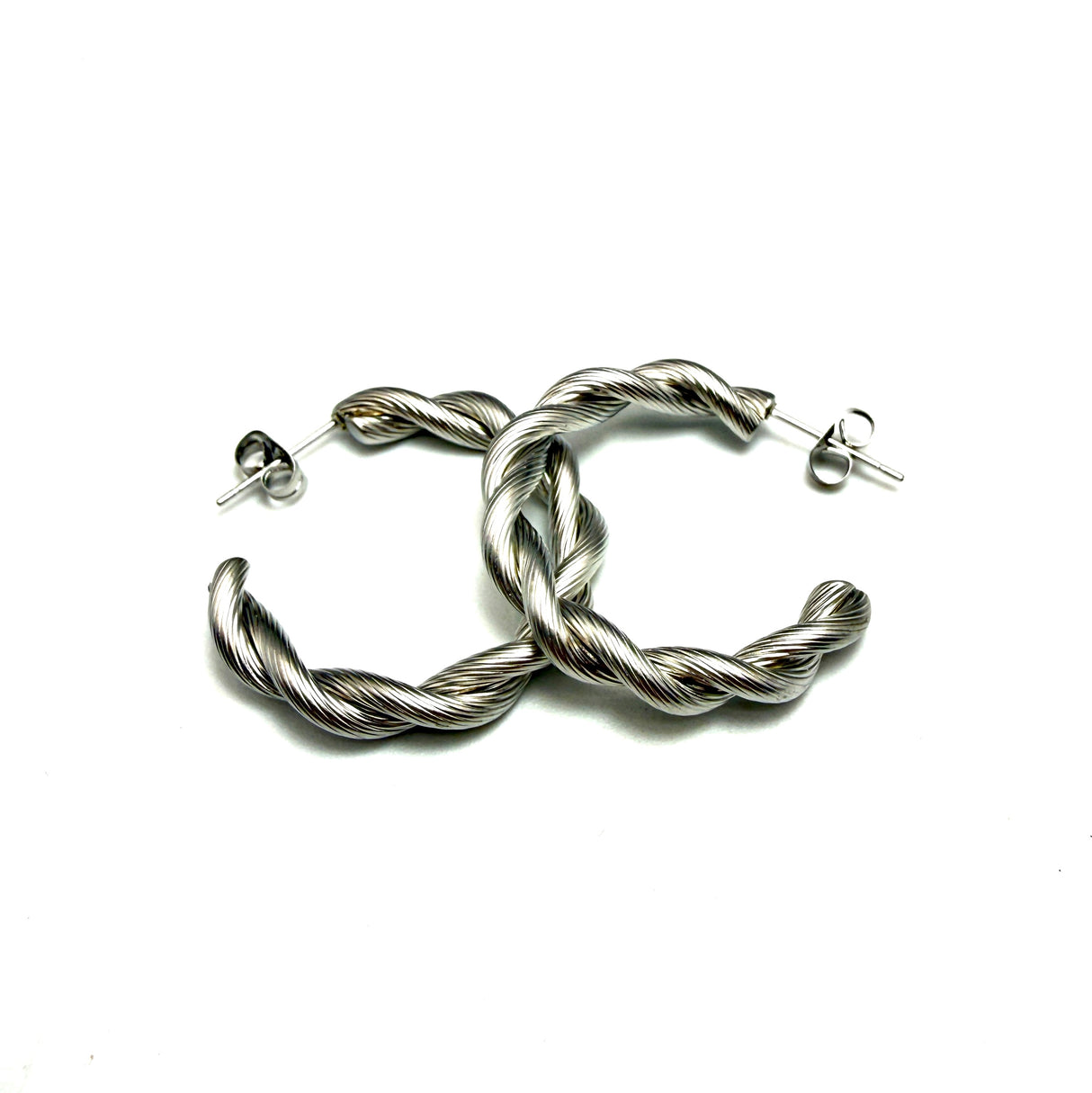Orecchini Cerchio Torcione Satinato silver