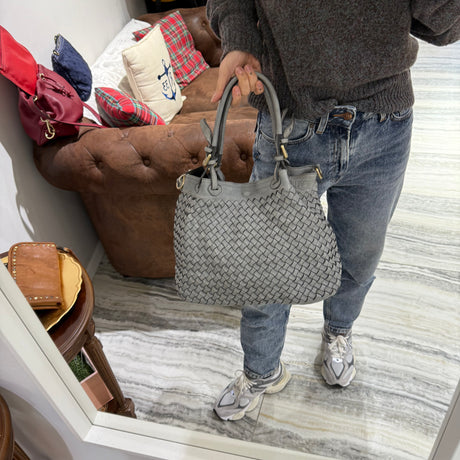 Borsa Intreccio Small Grigio Chiaro