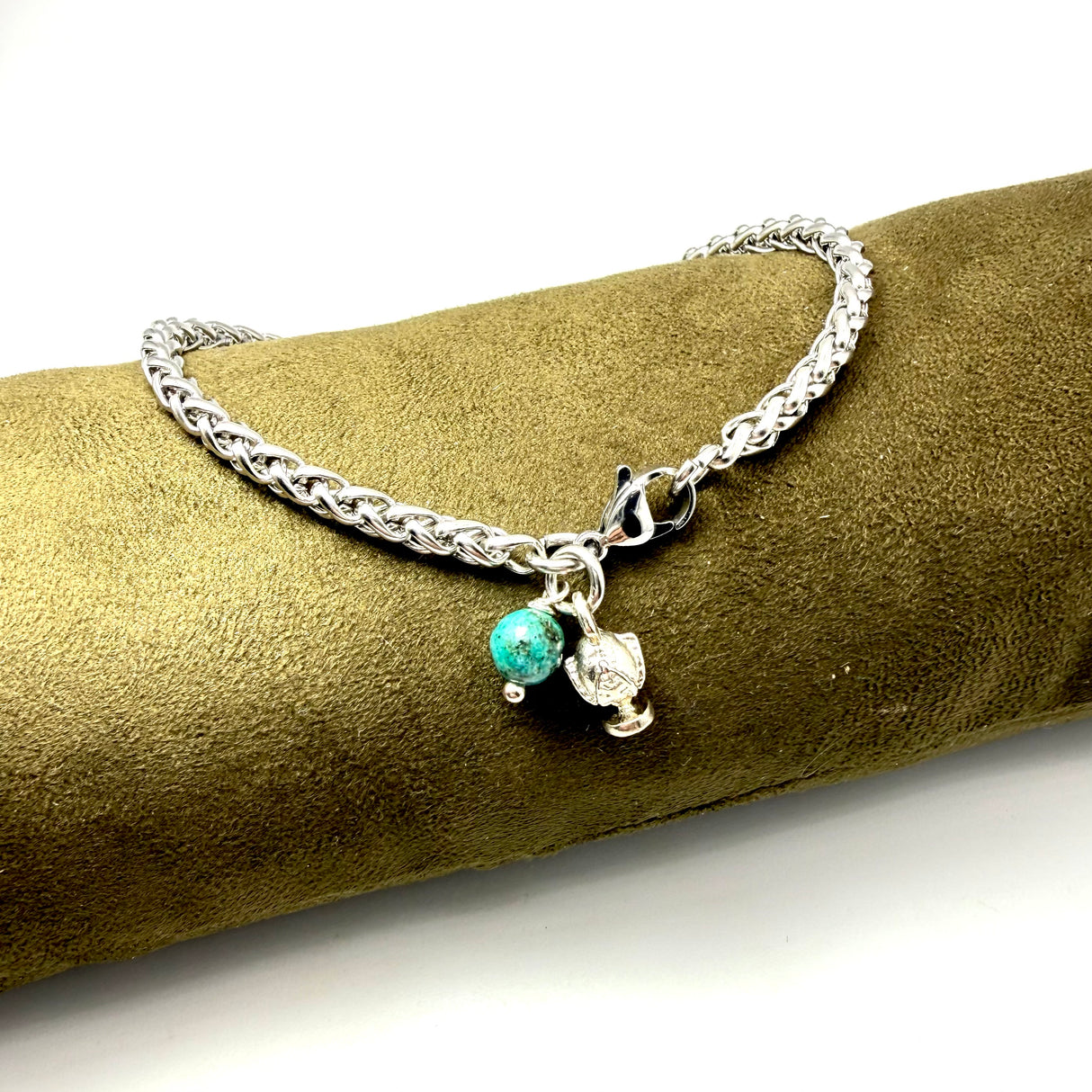 Bracciale Spiga Pumino Argento925 e Giada Verde