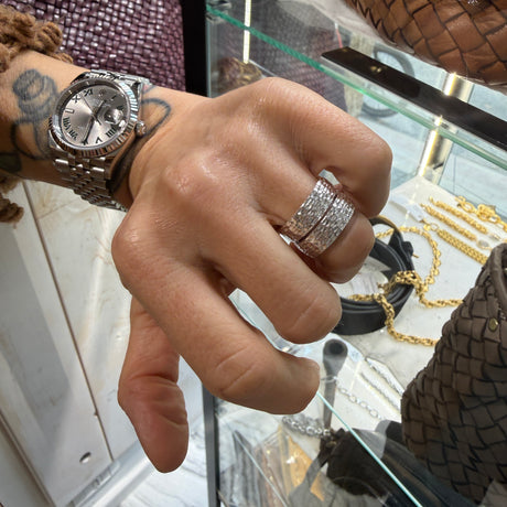 Coppia Fedi Martellate Argento925