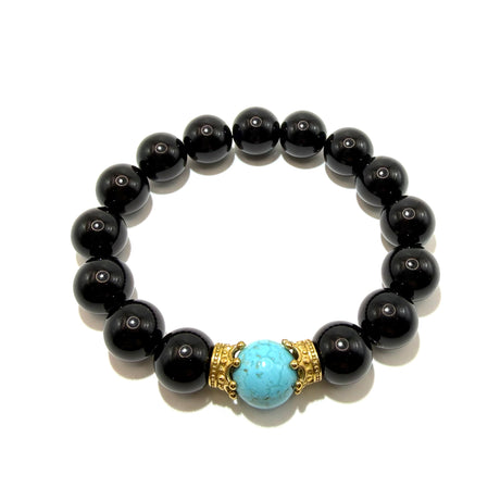 Bracciale Onice, pasta di turchese e Corone