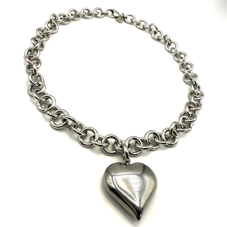 Collana Rolò Cuore Acciaio inossidabile