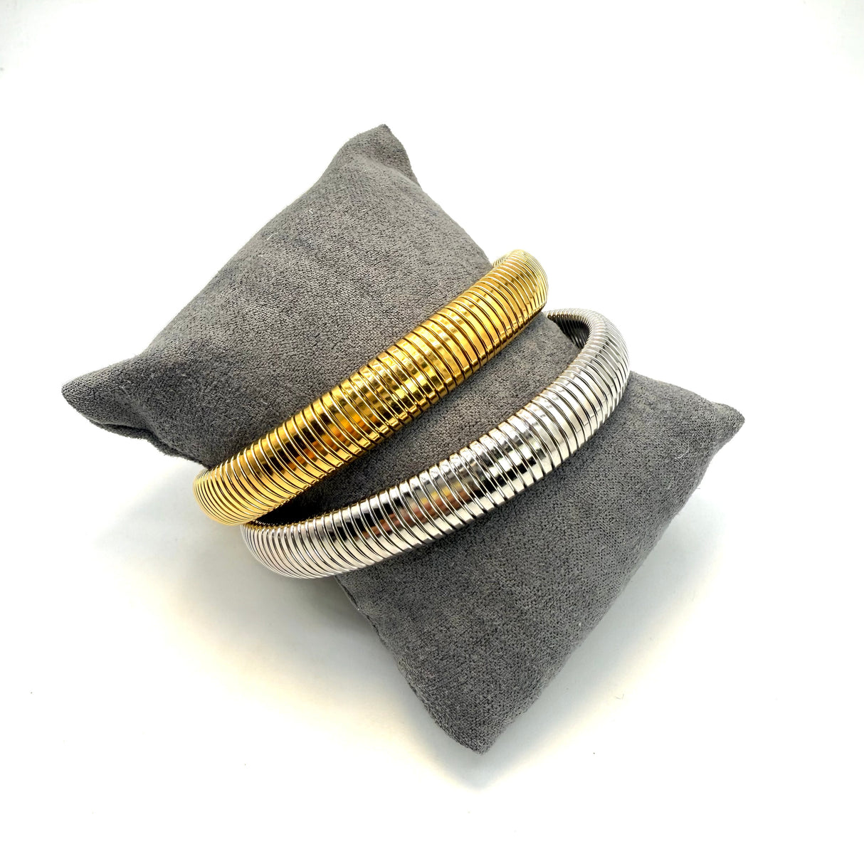 Coppia Bracciali Tubogas acciaio Silver e Dorato