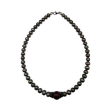 Collana Perle grigie e Corone in acciaio inossidabile