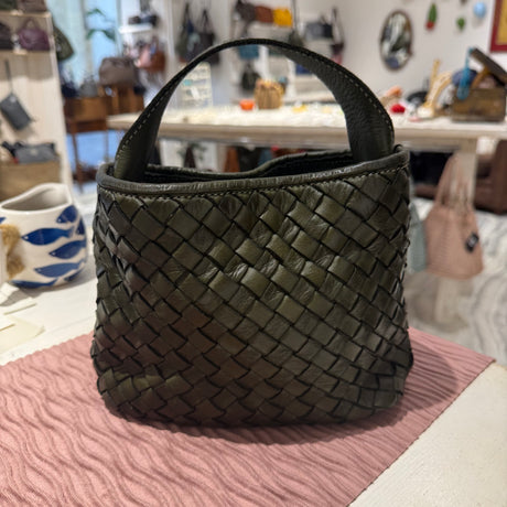 Borsa Mirtilla Small intrecciata Verde Militare