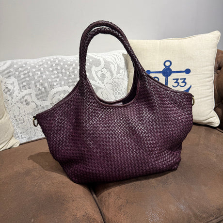 Borsa Shopper Harry intrecciata Borgogna