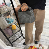 Borsa Mirtilla Small intrecciata Grigio Chiaro