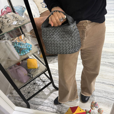 Borsa Mirtilla Small intrecciata Grigio Chiaro