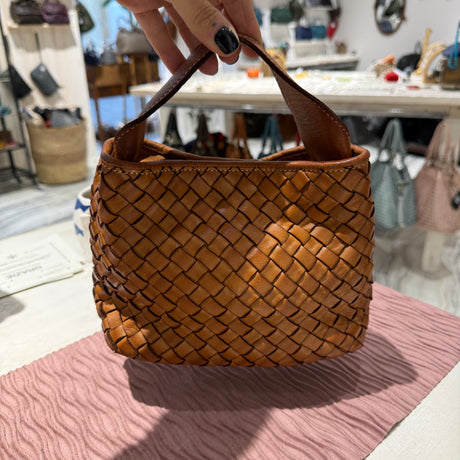 Borsa Mirtilla Small intrecciata Cuoio