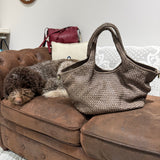 Borsa Shopper Harry intrecciata Taupe