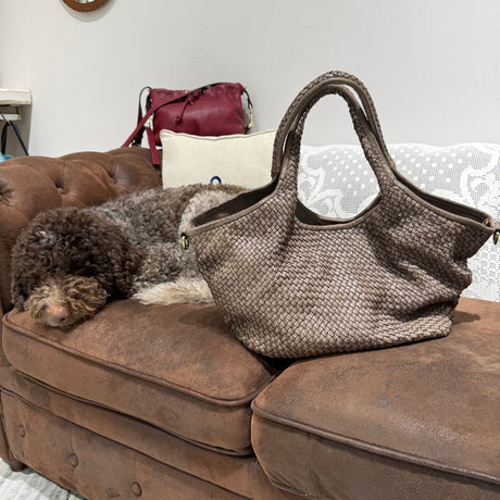 Borsa Shopper Harry intrecciata Taupe