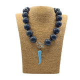 Collana Resina Grigio Fumo e Corno Pasta di Turchese