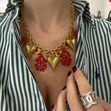 Collana Cuori e Rami di Corallo acciaio inossidabile