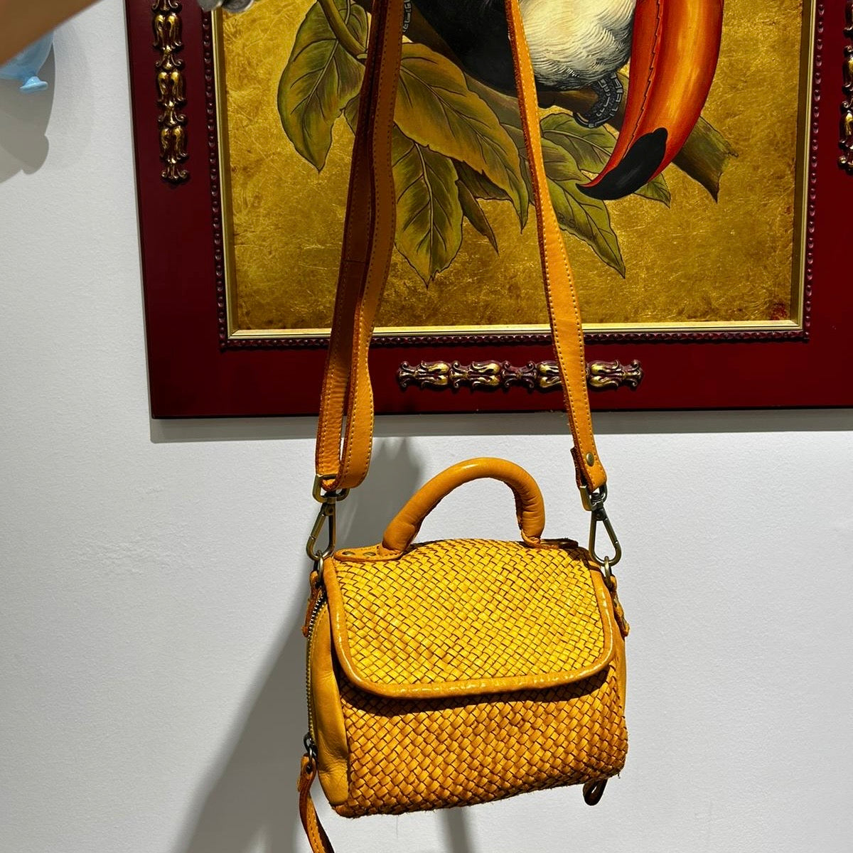Borsa PIMMA intrecciata Senape