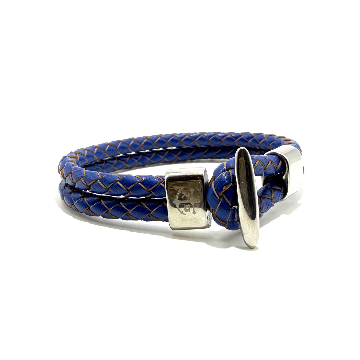 Bracciale Bitta in pelle blu elettrico