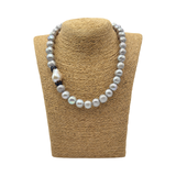 Collana Perle grigie, Corone in acciaio inossidabile e Perla Scaramazza