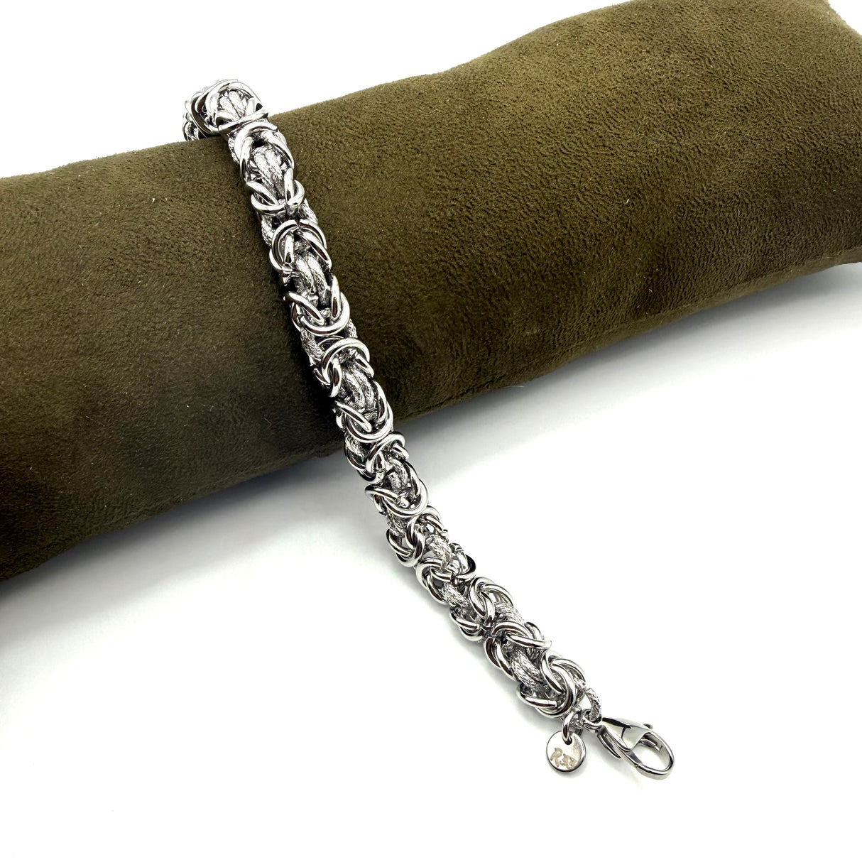 Bracciale Bizantina con anelli godronati 0,8 mm