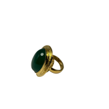 Anello Ovale Etrusco Cabochon Ottone e Giada verde
