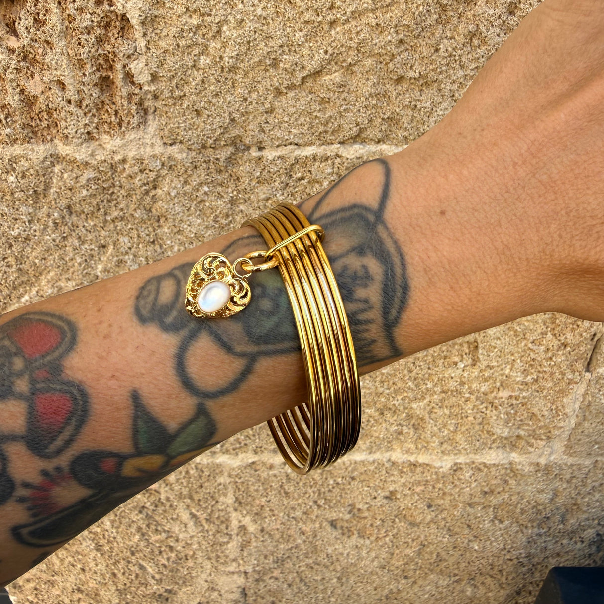 Bracciale 6 fili Lanterna Cuore Madreperla