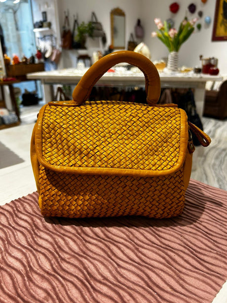 Borsa PIMMA intrecciata Senape