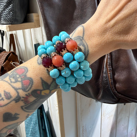 Bracciale Pasta di Turchese, Corniola e Corone